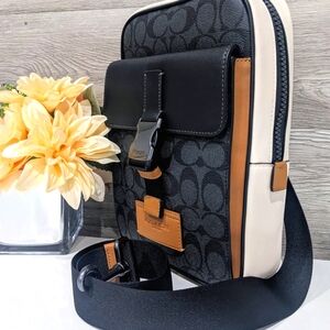 Coach Track Pack In Colorblock Signature Canvas